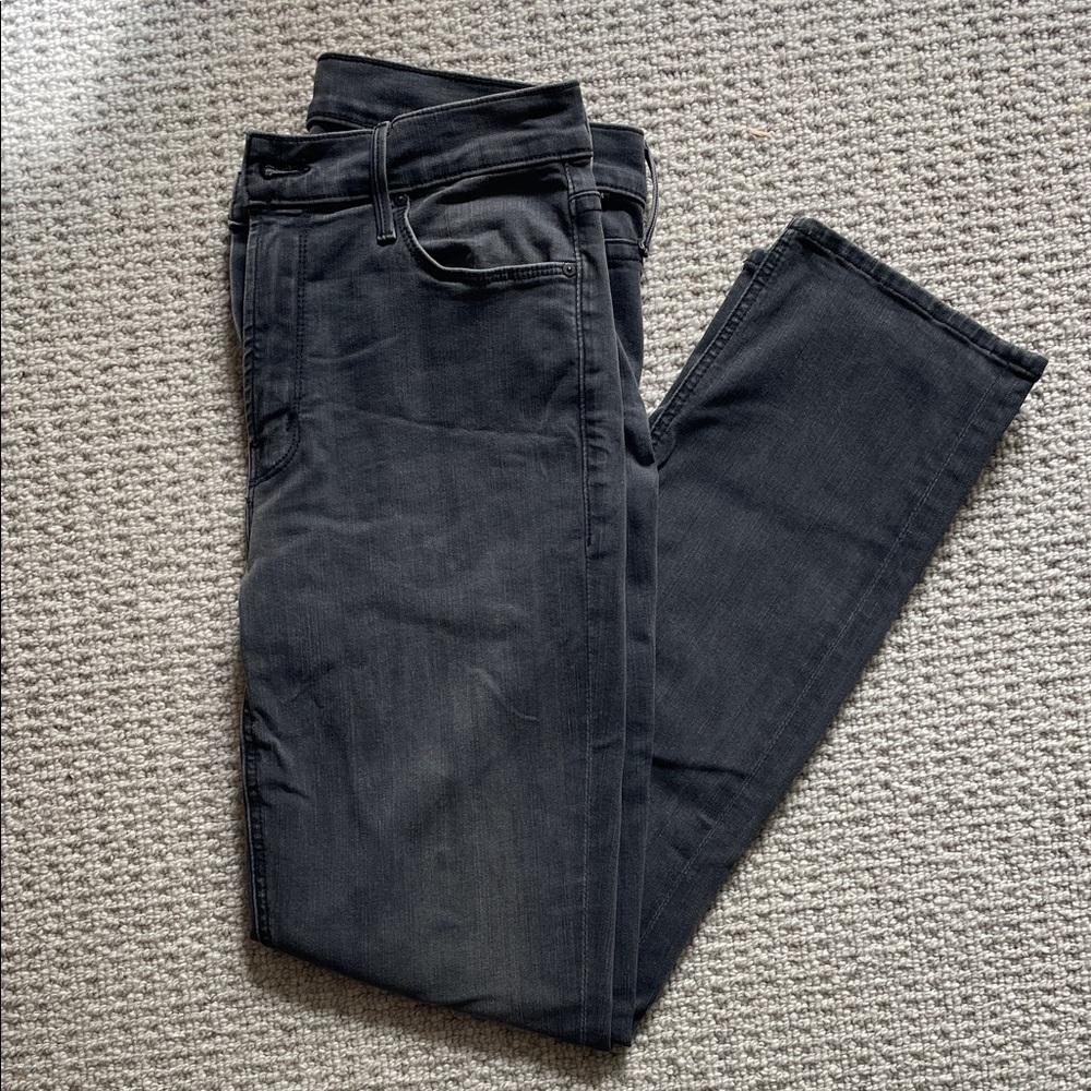 MOTHER Straight Leg Jeans in Washed Black